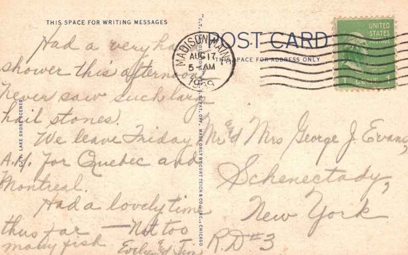 Vintage Postcard 1939 Greetings From Madison Maine ME