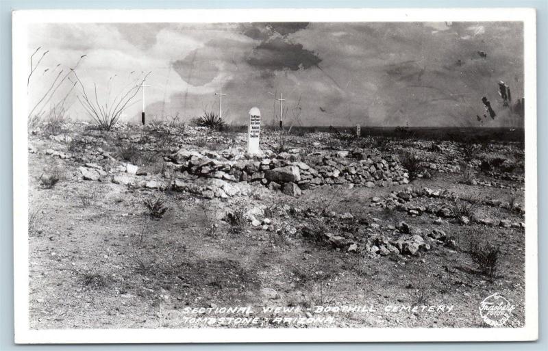 Postcard AZ Tombstone Sectional View Boothill Cemetery Real Photo RPPC K23