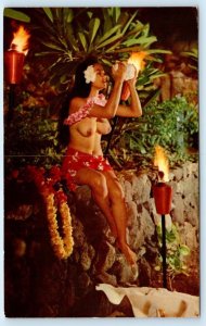 TAHITI ~ Polynesian SOUTH SEA ISLAND MAIDEN c1960s Tropical Risque Postcard