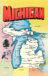 Michigan MI Map Postcard