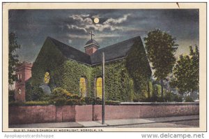 Old St Paul's Church By Moonlight Norfolk Virginia 1923 Curteich