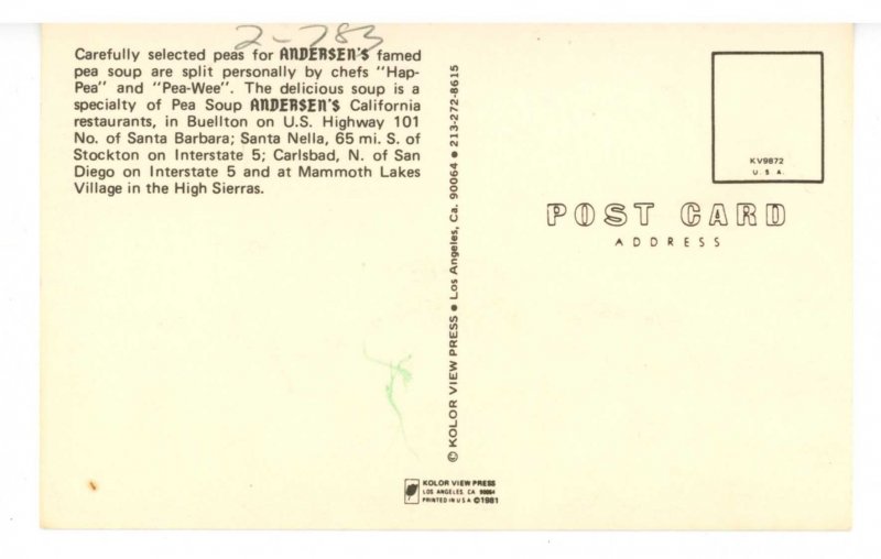CA - Buellton. Andersen'sPea Soup Restaurant