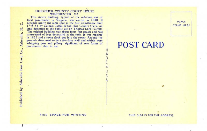 VA - Winchester. Frederick County Courthouse