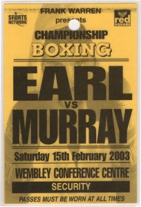 Steve Murray of Luton vs Graham Earl Harlow 2003 Wembley Boxing Press Pass