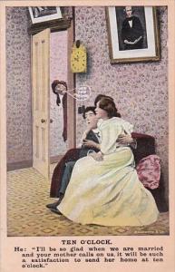 Bamforth Humour Couple On Couch Ten O'Clock