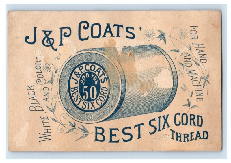 1880s J&P Coats Spool Thread Cat & Adorable Kittens Learning Math F198