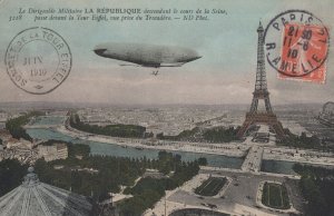 Le Republique Airship Paris 1910 Military Eiffel Tower Frank Postcard