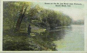 C. 1910 Scene, St. Joe River near Pinhook, South Bend, Ind. Vintage Postcard P49