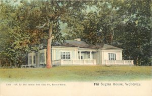 UDB Postcard; Phi Sigma Sorority House, Wellesley College MA Unposted Nice