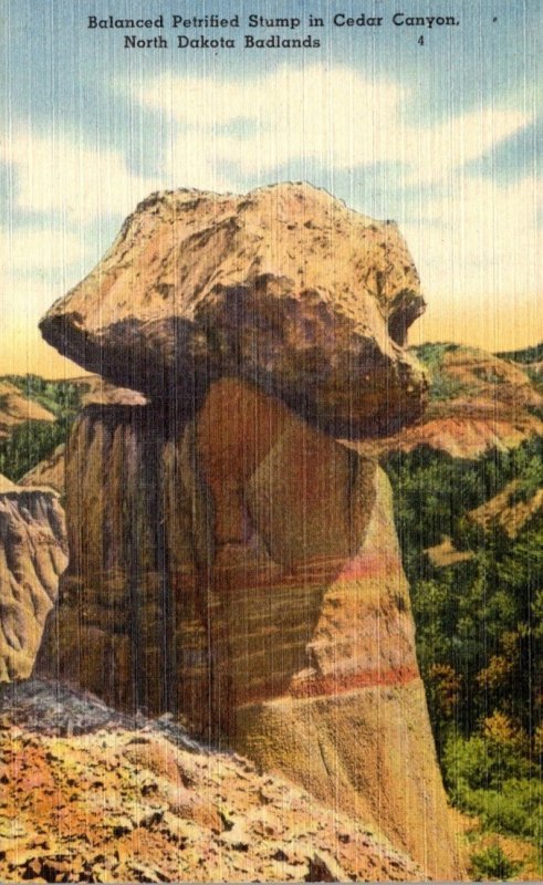 North Dakota Badlands Balanced Petrified Stump In Cedar Canyon