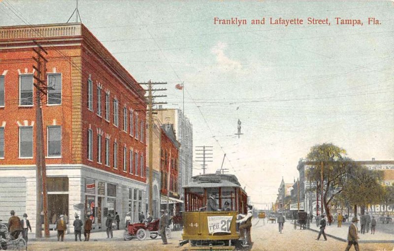 Tampa Florida Franklyn Lafayette Street Antique Postcard KK1979 