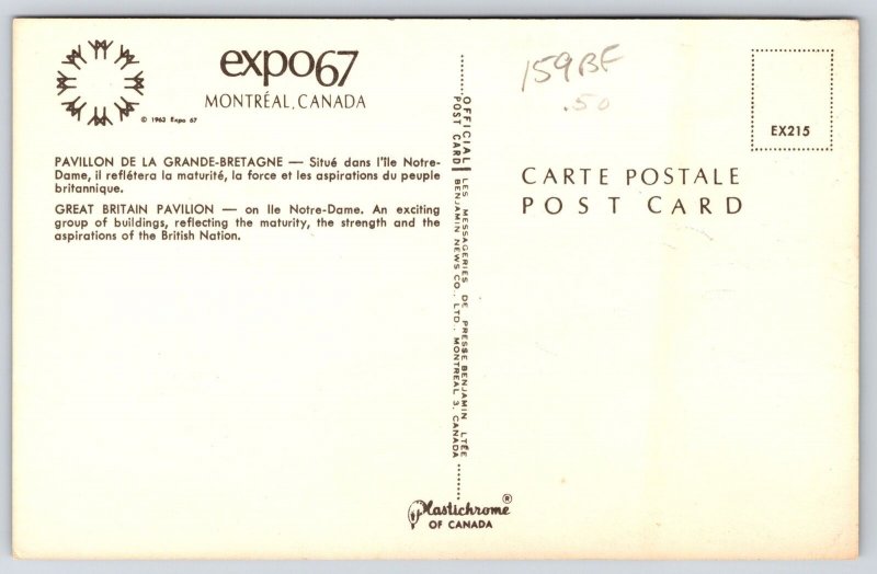 Great Britain Pavilion Exposition 67 Montreal Canada Group Of Building Postcard