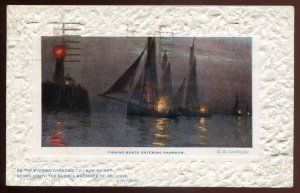 h2113 - Fishing Boats Postcard 1913 Harbor. Summer Seas by Tuck