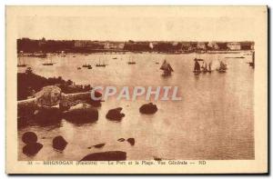 Old Postcard Brignogan The Port and the Beach Vue Generale