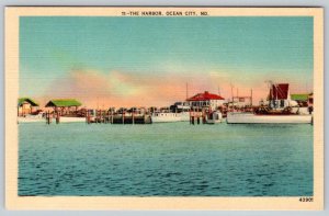 1940-50's THE HARBOR OCEAN CITY MARYLAND MD VINTAGE LINEN POSTCARD