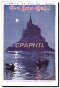 Postcard Old Train Railways of & # 39Ouest Mont Saint Michel