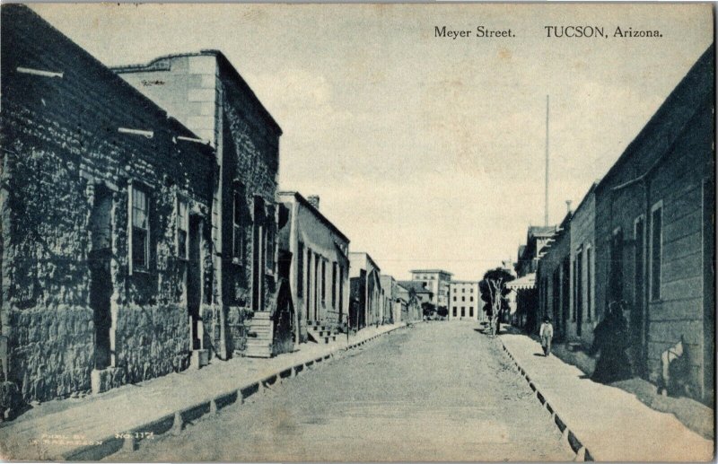 View of Meyer Street, Tucson AZ c1912 Vintage Postcard R39