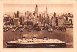 NORMANDIE SHIP FRANCE USA NEW YORK H&G #? POSTAL CARD POSTCARD (1939)