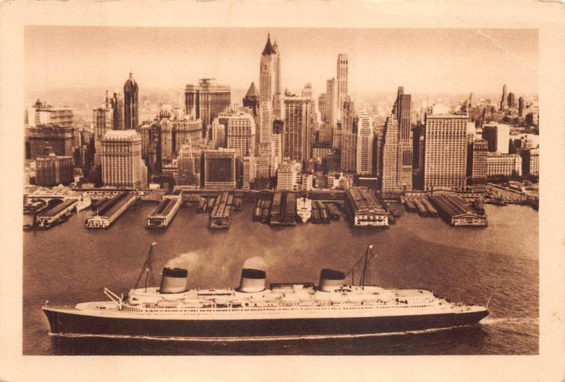 NORMANDIE SHIP FRANCE USA NEW YORK H&G #? POSTAL CARD POSTCARD (1939)