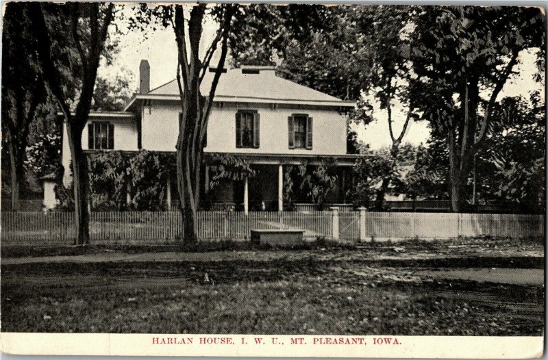 Harlan-Lincoln House, Iowa Wesleyan College Mt. Pleasant IA Vintage Postcard B67