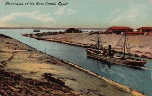 Postcard Panorama of the Suez Canal Egypt