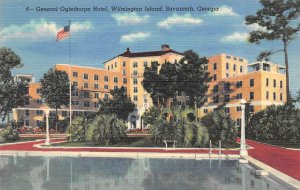 Savannah, GA Georgia    GENERAL OGLETHROPE HOTEL  Pool View  ca1940's Postcard