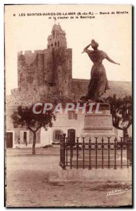 Old Postcard Les Saintes Maries De La Mer Statue Mireille And The Tower Of Th...