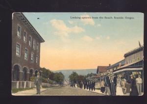 SEASIDE OREGON DOWNTOWN STREET SCENE ANTIQUE VINTAGE POSTCARD