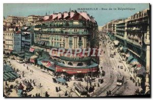 Postcard Old Marseille Rue de la Republique Tramway