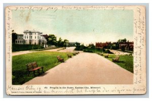 Vintage 1904 Postcard Park Benches Pergola on the Paseo Kansas City Missouri