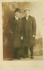 Two Dapper Dressed Young Men C-1908 RPPC Photo Interior Postcard 22-322