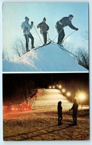 SOUTH FALLSBURG, New York NY ~ THE PINES Day/Night Skiing Scenes 1981  Postcard