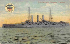 USS Minnesota Flagship Battleship US Navy Ship 1915 postcard