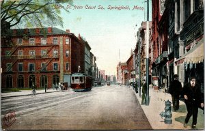 Vtg Springfield Massachusetts MA Main Street from Court Square 1907 Postcard