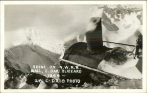Wall SD NWRR RR Train 1949 Blizzard Real Photo Postcard