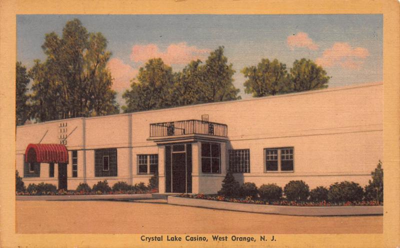 Crystal Lake Casino, West Orange, New Jersey, Early Postcard, Unused