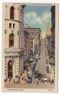 San Francisco, Calif., Looking Up Powell St., Cable Cars and Turntable