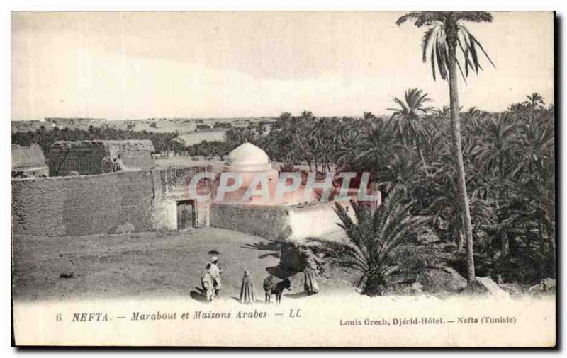 Old Postcard Nafta Marabout Tunisia and Arab Houses