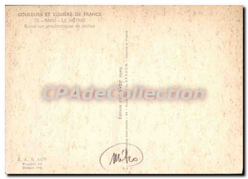 Postcard Modern Paris Metro