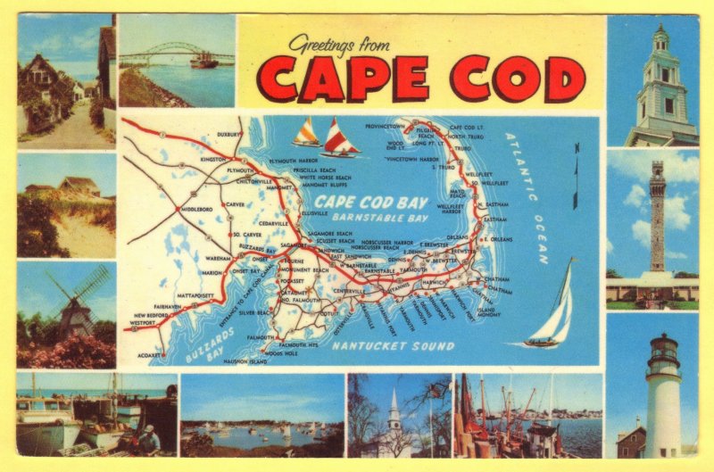 MAP OF BOSTON,SOUTH SHORE,PLYMOUTH AND CAPE COD, MASSACHISETTS   SEE SCAN