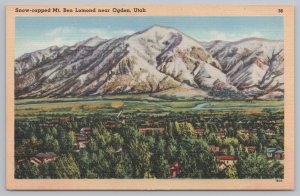 Linen~Snow-Capped Mt Ben Lomond Ogden Utah~Vintage Postcard