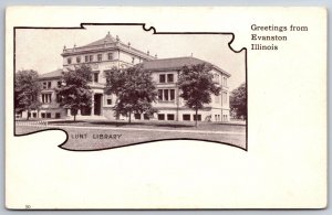 Evanston Illinois~Lunt Library Vignette~c1905 B&W Art Nouveau Postcard
