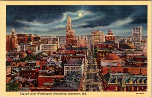Postcard CITY SKYLINE SCENE Baltimore Maryland MD AO4558