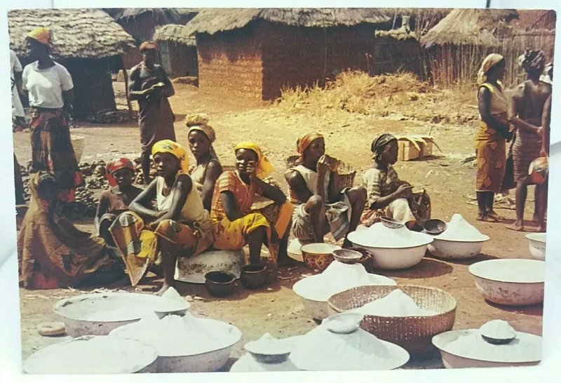 Vintage Postcard Young Girls Selling at a Market in Northern Nigeria Posted 1973