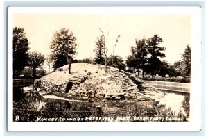 Monkey Island Fejervary Park Davenport IA Iowa Real Photo RPPC Postcard (FK16)