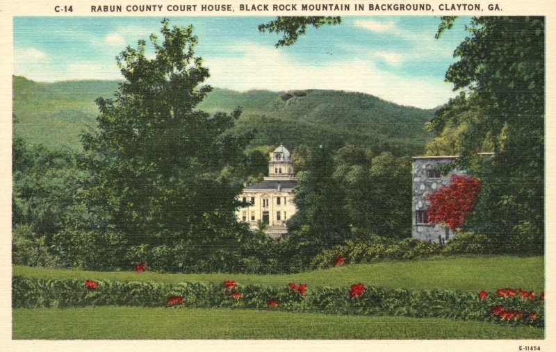 Vintage Postcard Rabun County Court House Black Rock Mountain Clayton Georgia GA