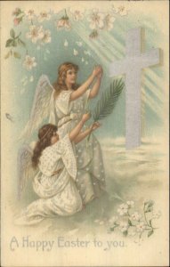 TUCK Easter Angels Silver Cross E1036 c1910 Postcard