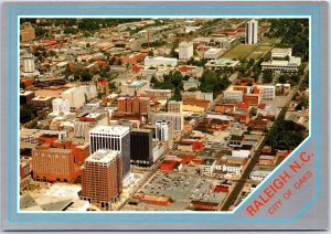 VINTAGE CONTINENTAL SIZE POSTCARD AERIAL VIEW OF RALEIGH NORTH CAROLINA