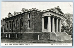 Grinnell Iowa IA Postcard First United Presbyterian Church Exterior View Vintage