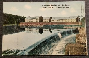 Vintage Colorized Photo Postcard American Steel and Wire Co. Dam Worcester MA